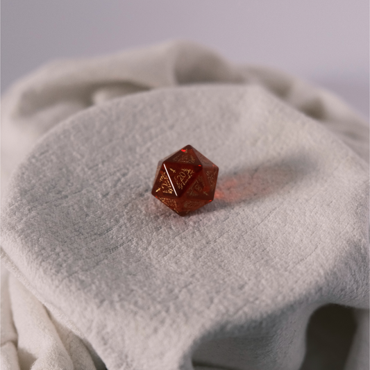 Emberveil Relic - Red Glass Engraved D&D Dice Set