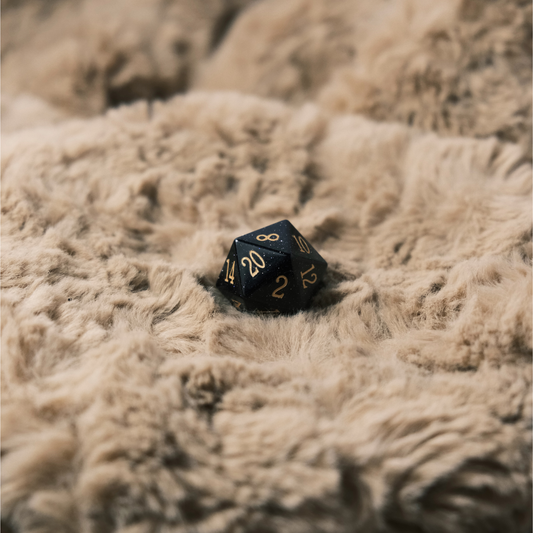 Cosmic Void - Black Sandstone Gemstone DnD Dice Set