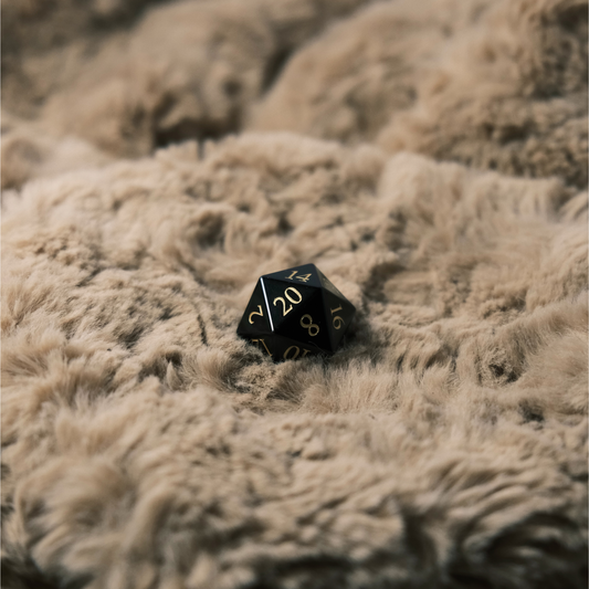 Midnight Oath - Black Obsidian Gemstone D&D Dice Set
