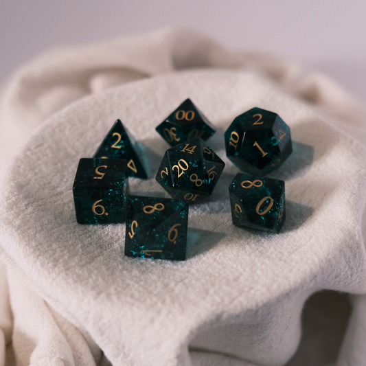 Verdant Relic - Green Glass D&D Dice Set