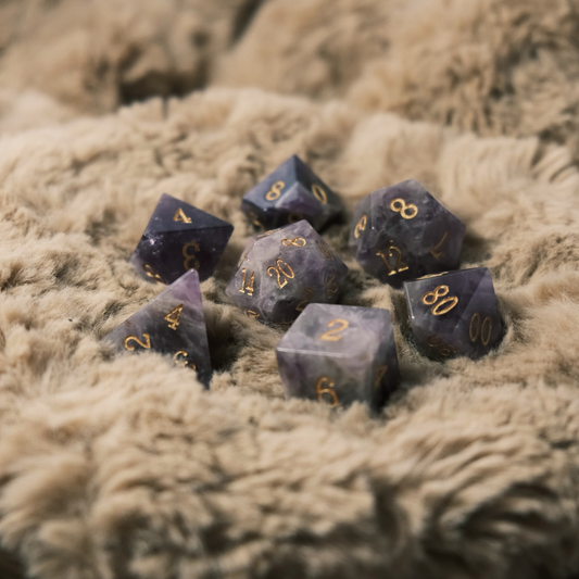 Mystic Violet - Amethyst Gemstone DnD Dice Set