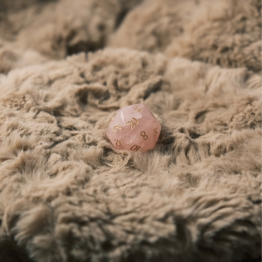 Blushheart - Rose Quartz Gemstone D&D Dice Set