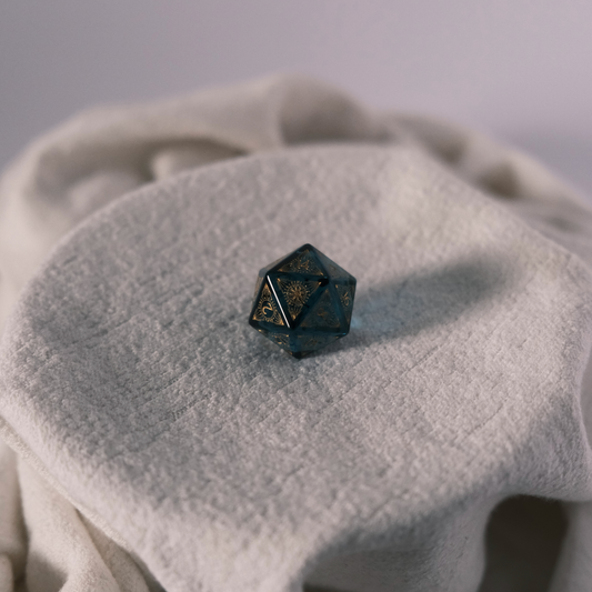 Runebound Relic - Blue Engraved Glass D&D Dice Set