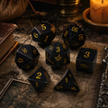 Cosmic Void - Black Sandstone Gemstone DnD Dice Set