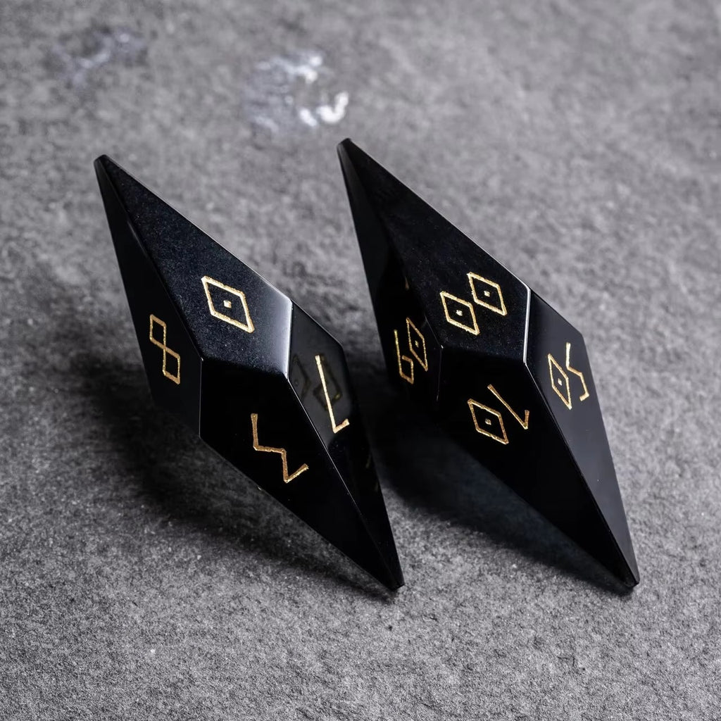 Lost Runes - Obsidian Stone DnD Dice Set