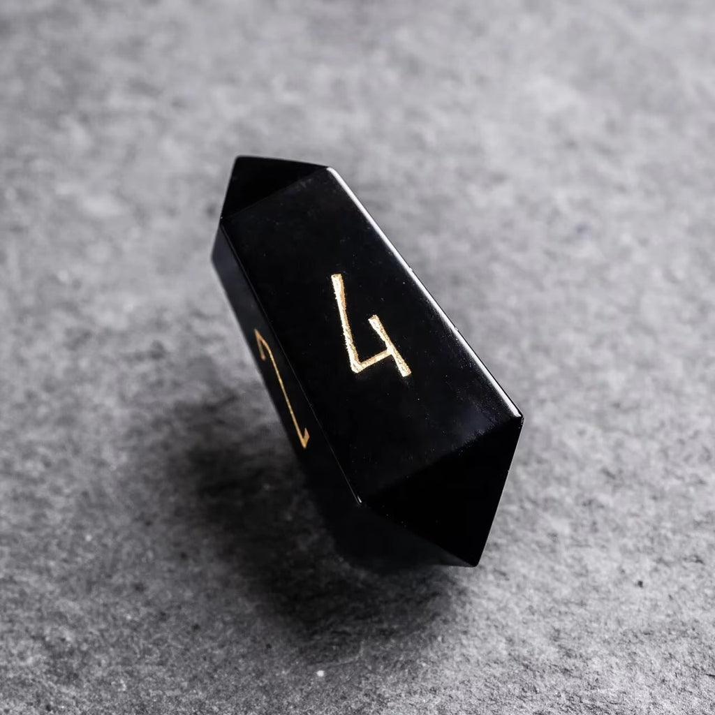 Lost Runes - Obsidian Stone DnD Dice Set