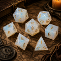 Radiant Light - White Opal Gemstone DnD Dice Set